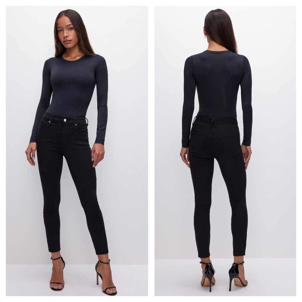 GOOD AMERICAN Good Legs Skinny Cropped Jeans Black 2